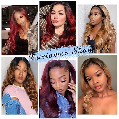 

Remy Human Hair 13x4 Lace Front 4x4 Lace Front Wig Side Part Middle Part Brazilian Hair Body Wave Deep Wave Natural Burgundy Light Brown Multi-color Wig 150% Density Ombre Hair Natural Hairline For