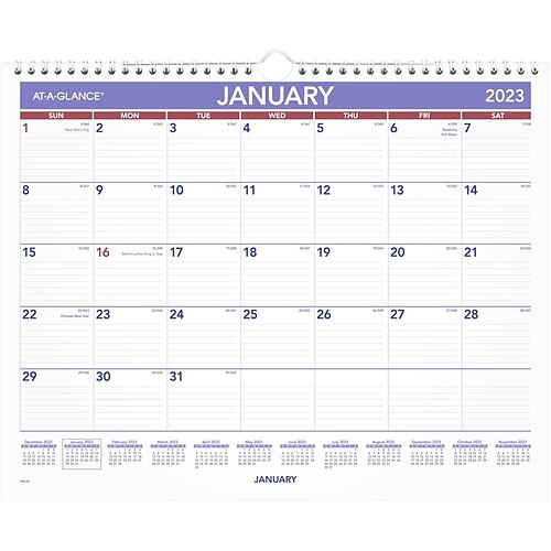 

AT-A-GLANCE 2023 Wall Calendar 15 x 12 Medium Wide Spiral Bound Monthly