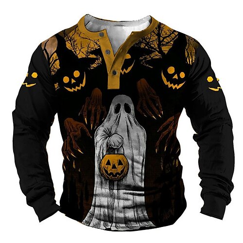 

Men's Unisex Sweatshirt Pullover Button Up Hoodie Black Pumpkin Graphic Prints Print Casual Daily Sports 3D Print Designer Casual Big and Tall Spring & Fall Clothing Apparel Hoodies Sweatshirts