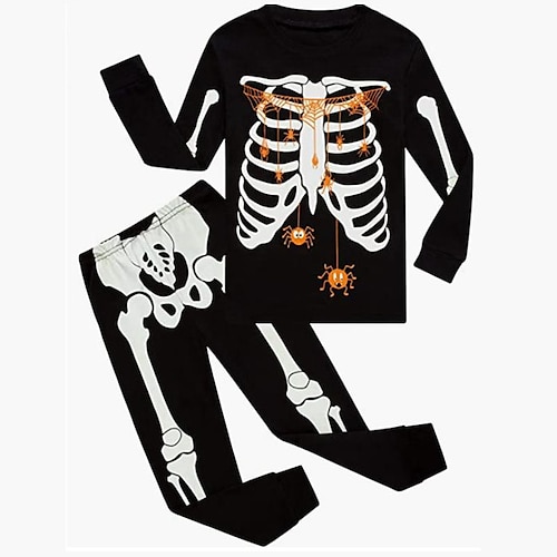 

Kids Boys Halloween T-shirt & Pants T-shirtSet Clothing Set 2 Pieces Long Sleeve Black Skull Print Street Sports Vacation Fashion Comfort Cool Daily 3-12 Years