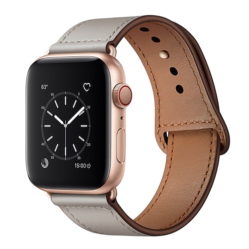 

1 Stück Lederschlaufe Kompatibel mit Apple Watch Armband Luxus Robust Verstellbar Echtes Leder Ersatzarmband für Series 8 7 6 5 4 3 2 1 SE