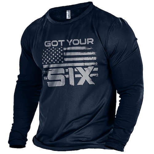

Men's Unisex T shirt Tee Letter American Flag V Neck Green Black Gray Navy Blue Long Sleeve Hot Stamping Outdoor Street Print Tops Basic Sports Designer Simple