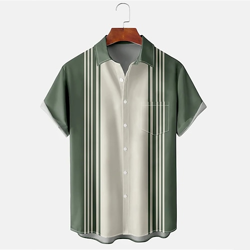 

Per uomo Camicia Camicia da bowling Camicia con bottoni Camicia estiva Verde Manica corta Color Block Banda Collo ripiegabile Con stampe Giornaliero Per eventi Bottone giù Abbigliamento Vintage