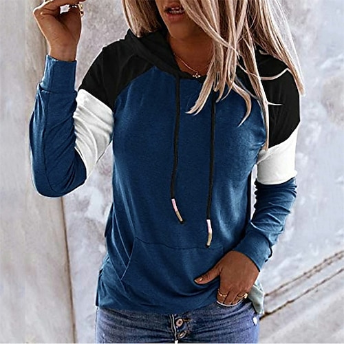 

Women's Hoodie Color Block Casual Daily Sports Casual Streetwear Hoodies Sweatshirts Green Blue Pink