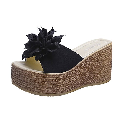 

Dame Sandaler Wedge-sandaler Espadriller Platformsandaler utendørs Kontor Daglig Sommer Blomst Plattform Kile Hæl Rund Tå Fritid Klassisk Søt Gange PU Lær Tøfler Ensfarget Svart Rosa Grønn