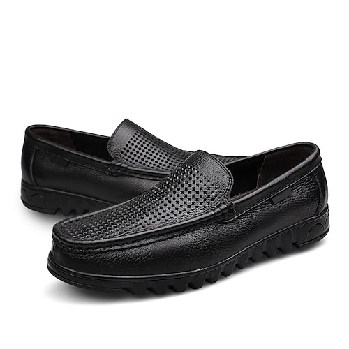 

Men's Loafers & Slip-Ons Moccasin Comfort Loafers Comfort Shoes Business Casual Classic Daily Office & Career Rabbit Fur Cowhide Black Brown Spring Summer