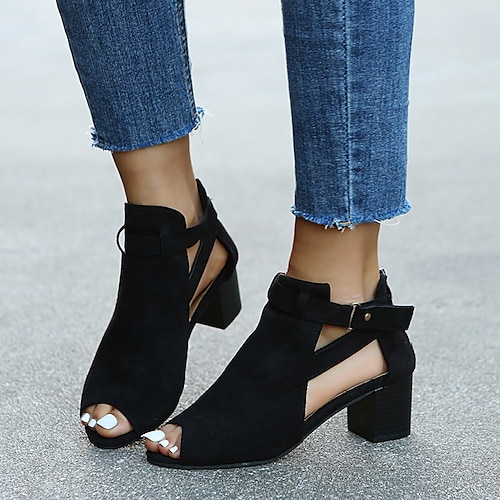 

Women's Sandals Block Heel Sandals Plus Size Sandals Boots Summer Boots Outdoor Office Daily Summer Spring Buckle Low Heel Chunky Heel Peep Toe Elegant Casual Minimalism Walking Shoes Synthetics