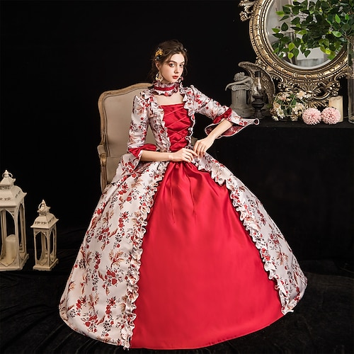 

Princess Shakespeare Gothic Rococo Victorian Vintage Inspired Dress Party Costume Masquerade Women's Costume Vintage Cosplay Party Masquerade Wedding Party 3/4-Length Sleeve Ball Gown Dress Christmas