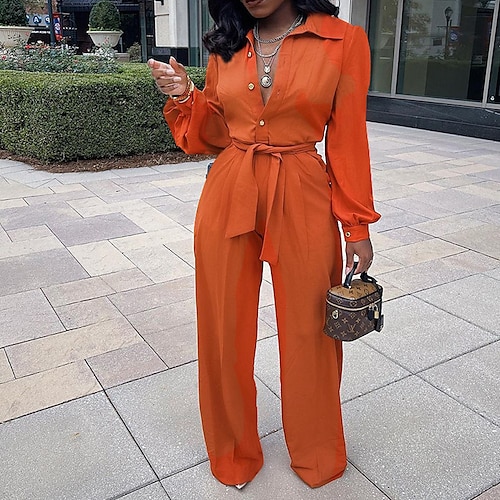

Women's Suits Windproof Warm Outdoor Street Daily Vacation Lace up Button Single Breasted Lapel OL Style Simple Modern Solid Color Regular Fit Outerwear Long Sleeve Winter Fall Black Orange S M L XL