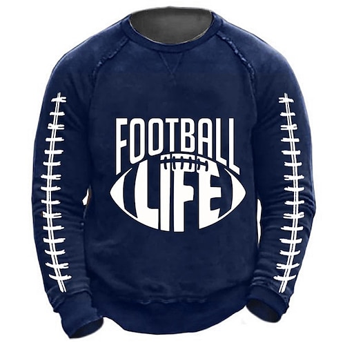 

Men's Unisex Sweatshirt Pullover Dark Gray Red Navy Blue White Black Crew Neck Letter Football Graphic Prints Print Daily Sports Holiday 3D Print Streetwear Casual Big and Tall Spring & Fall