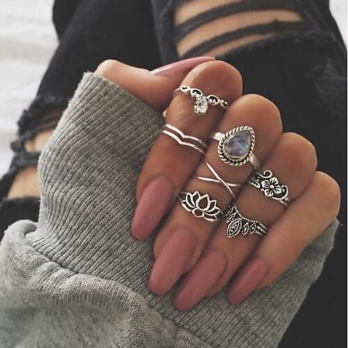 

Multi Finger Ring Party Classic Silver Alloy Simple Vintage 7pcs / Women's