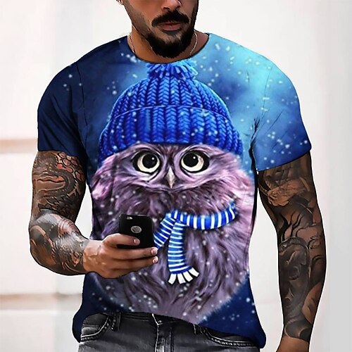 

Men's T shirt Tee Tee Graphic Round Neck Blue Short Sleeve 3D Print Casual Daily 3D Print Tops Fashion Cool Designer Comfortable / Summer / Summer