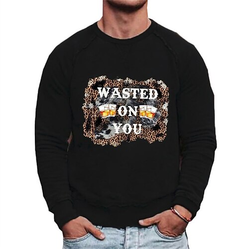 

Men's Sweatshirt Pullover Graphic Letter Print Daily Holiday Going out Hot Stamping Streetwear Casual Hoodies Sweatshirts Long Sleeve Black