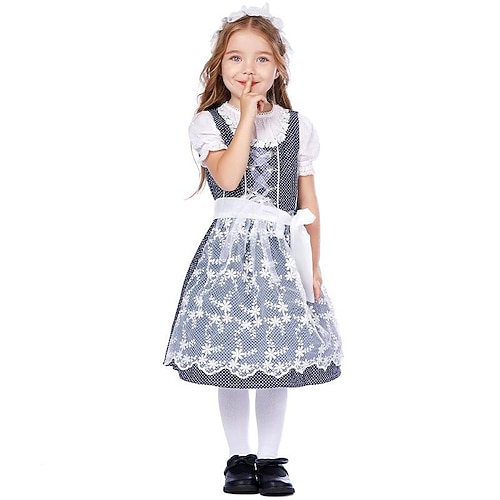 

Kids Little Girls' Oktoberfest / Beer Cosplay Costume Dress Polka Dot A Line Dress Halloween Holiday Black Asymmetrical Short Sleeve Beautiful Dresses Halloween Spring Summer Regular Fit 2-8 Years