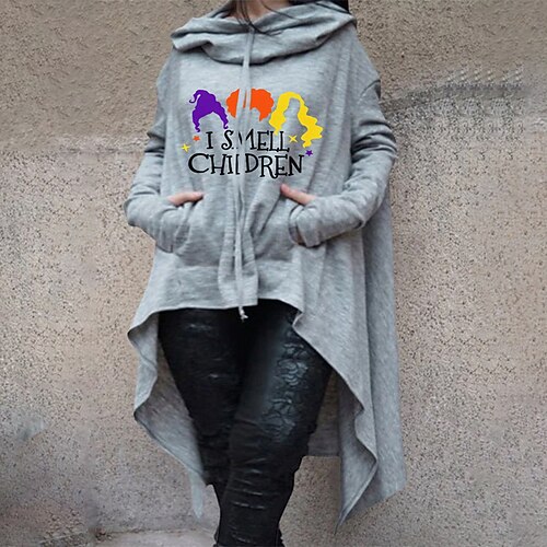 

Women's Plus Size Tops Hoodie Sweatshirt Letter Pocket Print Long Sleeve Hooded Streetwear Daily Vacation Polyester Fall Winter Green Black