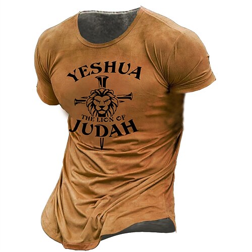 

Men's Unisex T shirt Tee Letter Graphic Prints Crew Neck Brown Short Sleeve 3D Print Outdoor Street Print Tops Vintage Sports Designer Casual / Summer / Summer