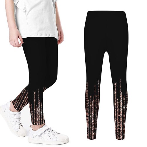 

Kids Girls' Pants Graphic Active Outdoor 3-12 Years Spring Black