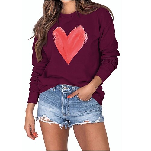 

Women's Sweatshirt Pullover Crew Neck Graphic Prints Print Daily Sports Holiday Hot Stamping Basic Casual Hoodies Sweatshirts Wine Red Green