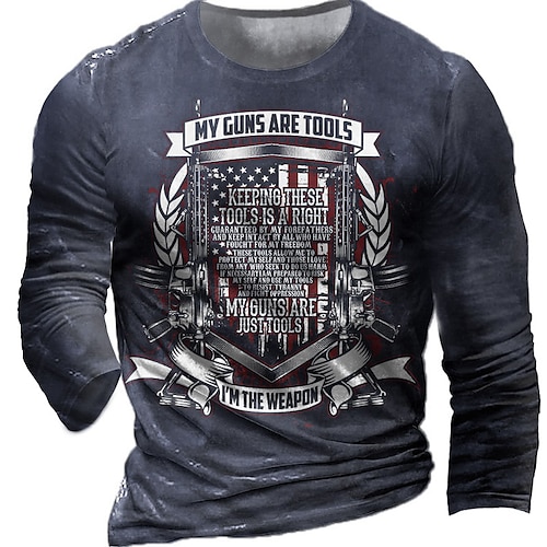 

Men's T shirt Tee Tee Graphic Round Neck Black Army Green Khaki Navy Blue Long Sleeve 3D Print Casual Daily Print Tops Fashion Designer Comfortable Big and Tall