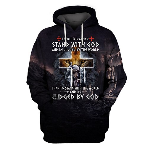 

Men's Unisex Pullover Hoodie Sweatshirt Black Hooded Knights Templar Graphic Prints Cross Print Daily Sports 3D Print Streetwear Designer Casual Spring & Fall Clothing Apparel Hoodies Sweatshirts