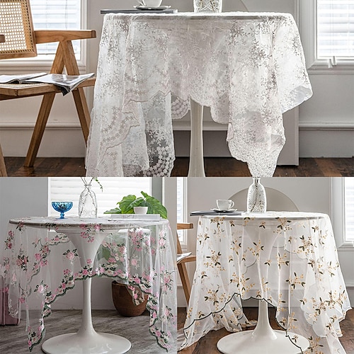 

Round Tablecloth lace Table Cloths for Kitchen Dining, Party, Holiday, Christmas, Buffet