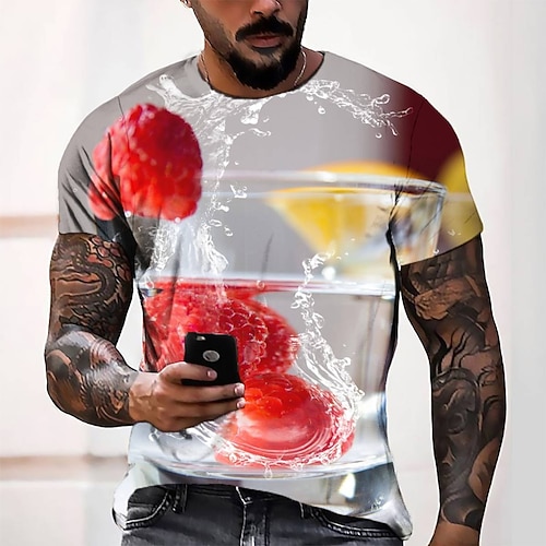 

Men's T shirt Tee Tee Graphic Round Neck Gray Short Sleeve 3D Print Casual Daily 3D Print Tops Fashion Cool Designer Comfortable / Summer / Summer