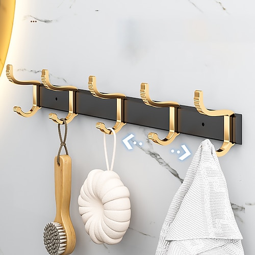 

Nail Free Light Luxury Black Gold Space Aluminum Bathroom Hanger Bathroom Hook Movable Hook