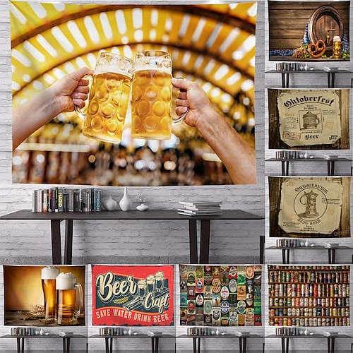 

Oktoberfest bière mur tapisserie art décor allemand bavarois couverture rideau suspendu maison chambre salon décoration polyester