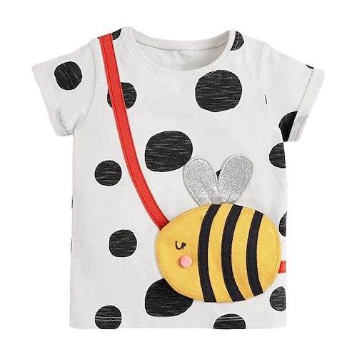 

Kids Girls' T shirt Cartoon Outdoor Short Sleeve Active Cotton 2-8 Years Spring White