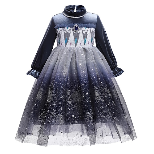 

Kids Little Girls' Dress Cartoon Solid Colored A Line Dress Party Performance Black Long Sleeve Princess Beautiful Dresses Fall Winter Regular Fit 3-10 Years