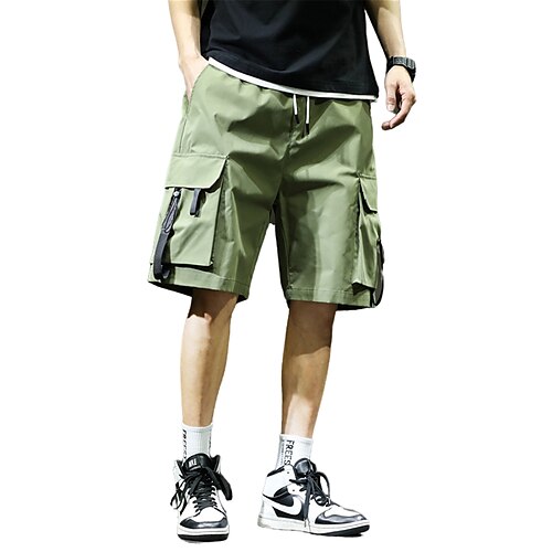 

Men's Chinos Shorts Pants Patchwork Ribbon Multiple Pockets Color Block Patchwork Comfort Breathable Knee Length Casual Leisure Sports Chic Modern Casual Black Army Green Micro-elastic / Summer