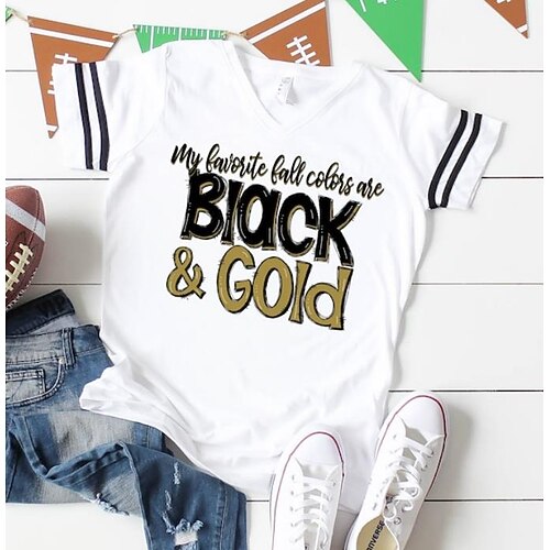 

Women's T shirt Tee Text Casual Weekend Painting T shirt Tee Short Sleeve Print Round Neck Basic White S