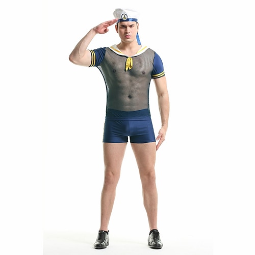 

Sailor / Navy Cosplay Costume Masquerade Adults' Men's Naval Uniforms Masquerade Festival / Holiday Polyster Blue Men's Easy Carnival Costumes Solid Colored / Top / Shorts / Hat / Top / Shorts