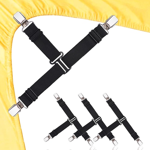 

Bed Sheet Fasteners, Adjustable Triangle Elastic Suspenders Gripper Holder Straps Clip for Bed Sheets,Mattress Covers, Sofa Cushion