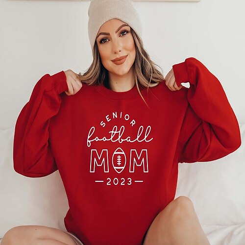 

Women's Sweatshirt Pullover Active Streetwear Print White Red Text Baseball Daily Round Neck Long Sleeve S M L XL XXL / 3D Print