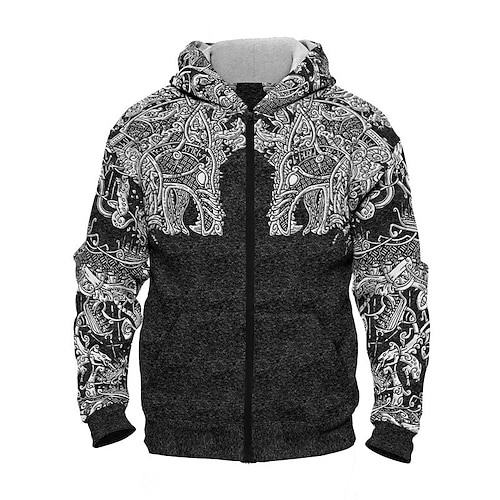 

Men's Unisex Full Zip Hoodie Jacket Black Hooded Graphic Prints Zipper Print Sports Outdoor Daily Sports 3D Print Basic Streetwear Casual Spring Fall Clothing Apparel Hoodies Sweatshirts Long