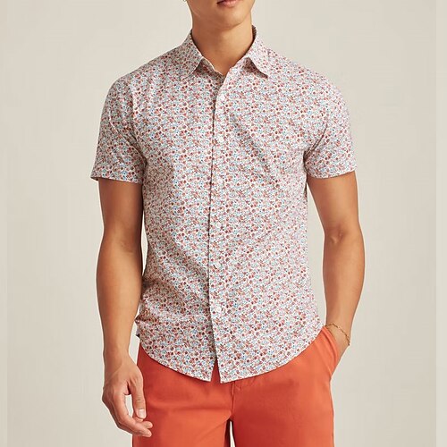 

Men's Shirt 3D Print Floral Turndown Street Casual Button-Down Print Short Sleeve Tops Casual Fashion Breathable Pink / Summer
