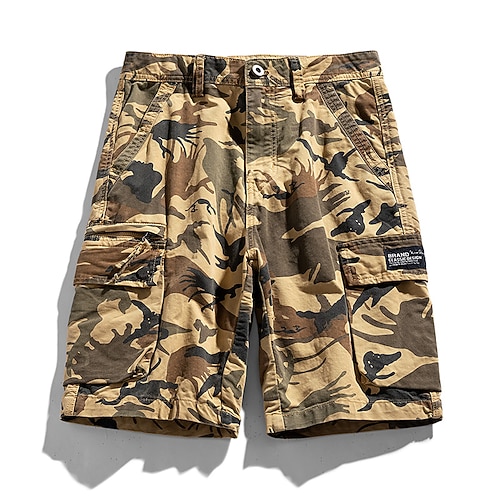 

Men's Chinos Shorts Pants Zipper Multiple Pockets Print Letter Camouflage Comfort Breathable Knee Length Casual Leisure Sports 100% Cotton Chic Modern Casual / Sporty Army Green Grey Micro-elastic