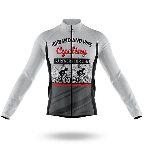 

21Grams Men's Cycling Jersey Long Sleeve Bike Top with 3 Rear Pockets Mountain Bike MTB Road Bike Cycling Breathable Quick Dry Moisture Wicking Reflective Strips Grey Graphic Polyester Spandex Sports