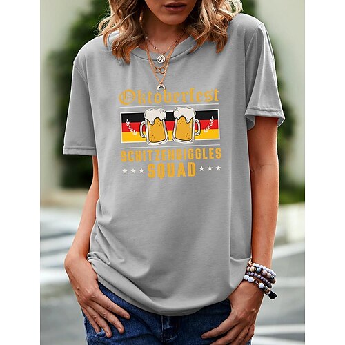 

Women's T shirt Tee Green Blue Purple Graphic Text Print Short Sleeve Casual Weekend Basic Round Neck Regular Painting S