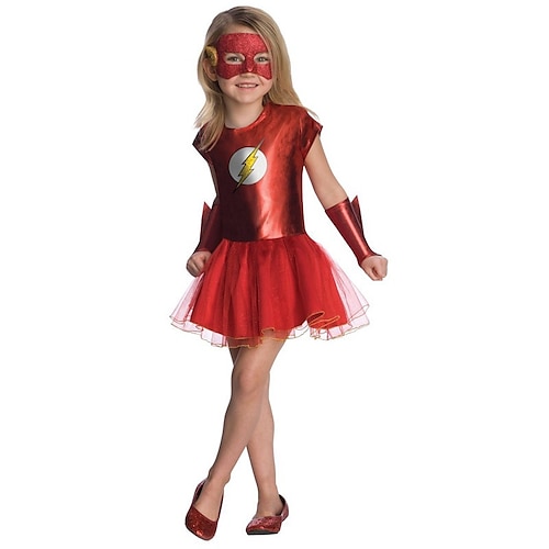 

The Flash Hero Masquerade Girls' Movie Cosplay Cosplay Red Leotard / Onesie Sleeves Mask Masquerade Polyester