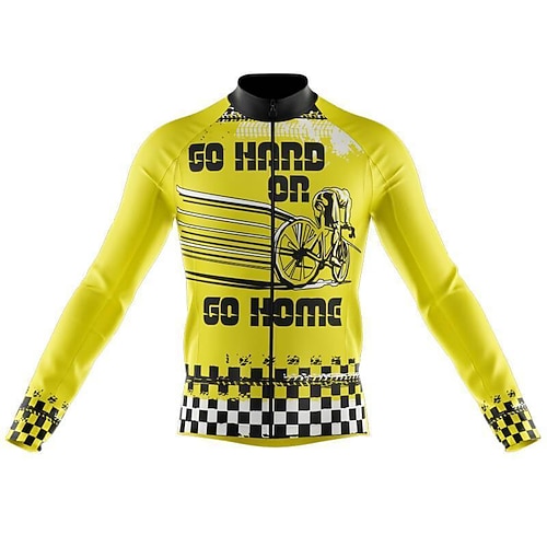 

21Grams Men's Cycling Jersey Long Sleeve Bike Top with 3 Rear Pockets Mountain Bike MTB Road Bike Cycling Breathable Quick Dry Moisture Wicking Reflective Strips Yellow Graphic Polyester Spandex
