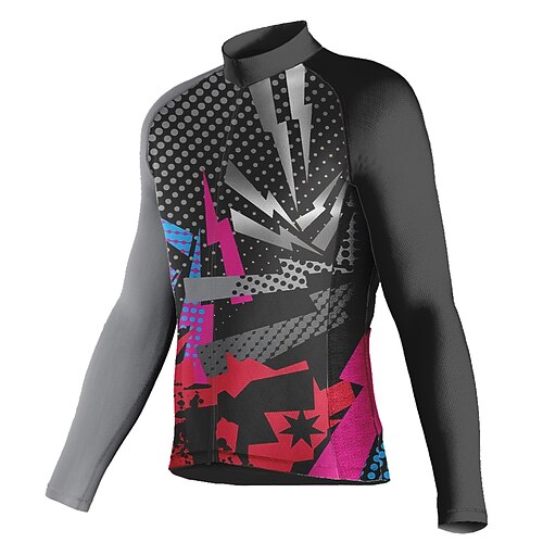 

21Grams Men's Cycling Jersey Long Sleeve Bike Top with 3 Rear Pockets Mountain Bike MTB Road Bike Cycling Breathable Quick Dry Moisture Wicking Reflective Strips Black Polka Dot Geometic Polyester