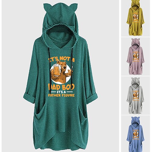 

Inspired by Animal Cat Ear Bear Hoodie Sweatshirt Oversized Hoodie Animal Graphic Hoodie For Women's Girls' Adults' Hot Stamping Spandex Homecoming Vacation