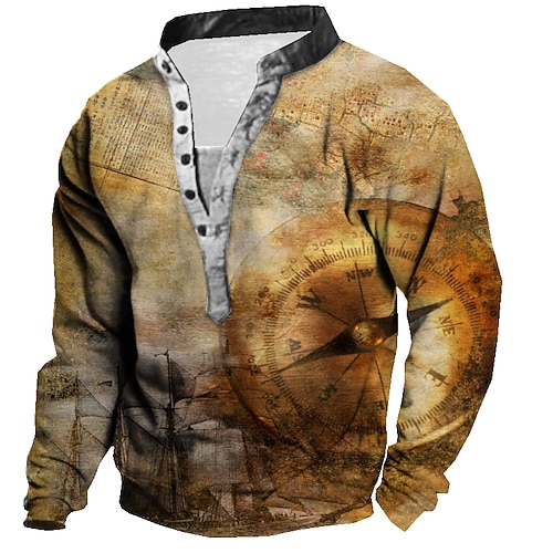 

Men's Unisex Sweatshirt Pullover Map Graphic Prints Print Casual Daily Sports 3D Print Streetwear Designer Hoodies Sweatshirts Long Sleeve Brown