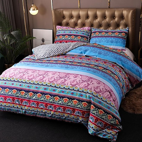 

3-Piece Duvet Cover Set Boho Style Hotel Bedding Sets Comforter Cover Include 1 Duvet Cover, 2 Pillowcases for Double/Queen/King(1 Pillowcase for Twin/Single)
