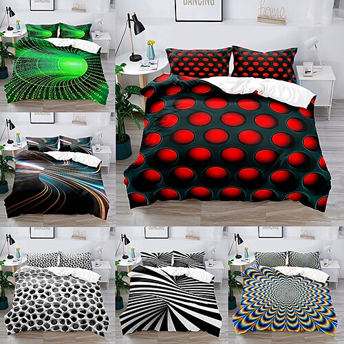 

3D Vortex 3-Piece Duvet Cover Set Hotel Bedding Sets Comforter Cover Include 1 Duvet Cover, 2 Pillowcases for Double/Queen/King(1 Pillowcase for Twin/Single)