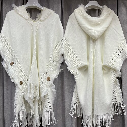 

Women's Shawl Wrap Poncho Ruana Cape Daily Holiday Cotton Polyester Casual Bohemia Warm 1 PC
