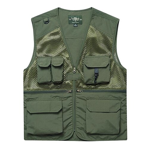 

Men's Fishing Vest Hiking Vest Top Outdoor Breathable Quick Dry Multi Pockets Summer Mesh Polyester Navy khaki Army Green Climbing Camping / Hiking / Caving