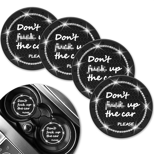 

Car Coasters SHANSHUI 4 Pack 2.75 in Cute Vehicle Coasters Crystal Rhinestone Anti-Slip Insert Cup Holder Car Coasters Interior Bling Car Accessories for Most Cars